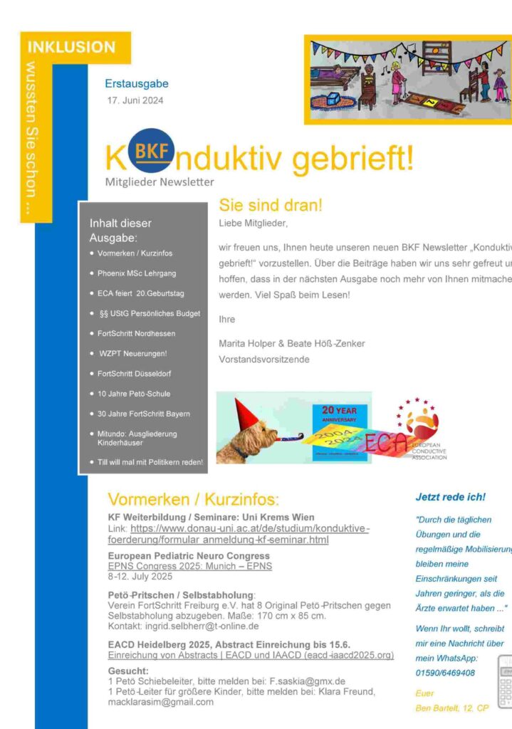 Erstausgabe 17. Juni 2024 Newsletter Konduktiv gebrieft vom BKF