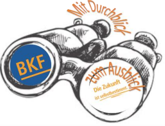 Bemaltes Fernglas und die Aufschrift "Mit Durchblick"